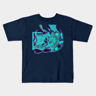 blue anonymous alien mayan ecopop Kids T-Shirt